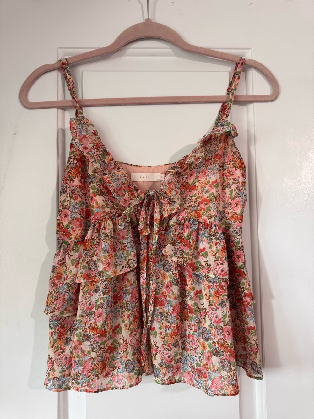Floral Tie Front Tank Top Size Small
